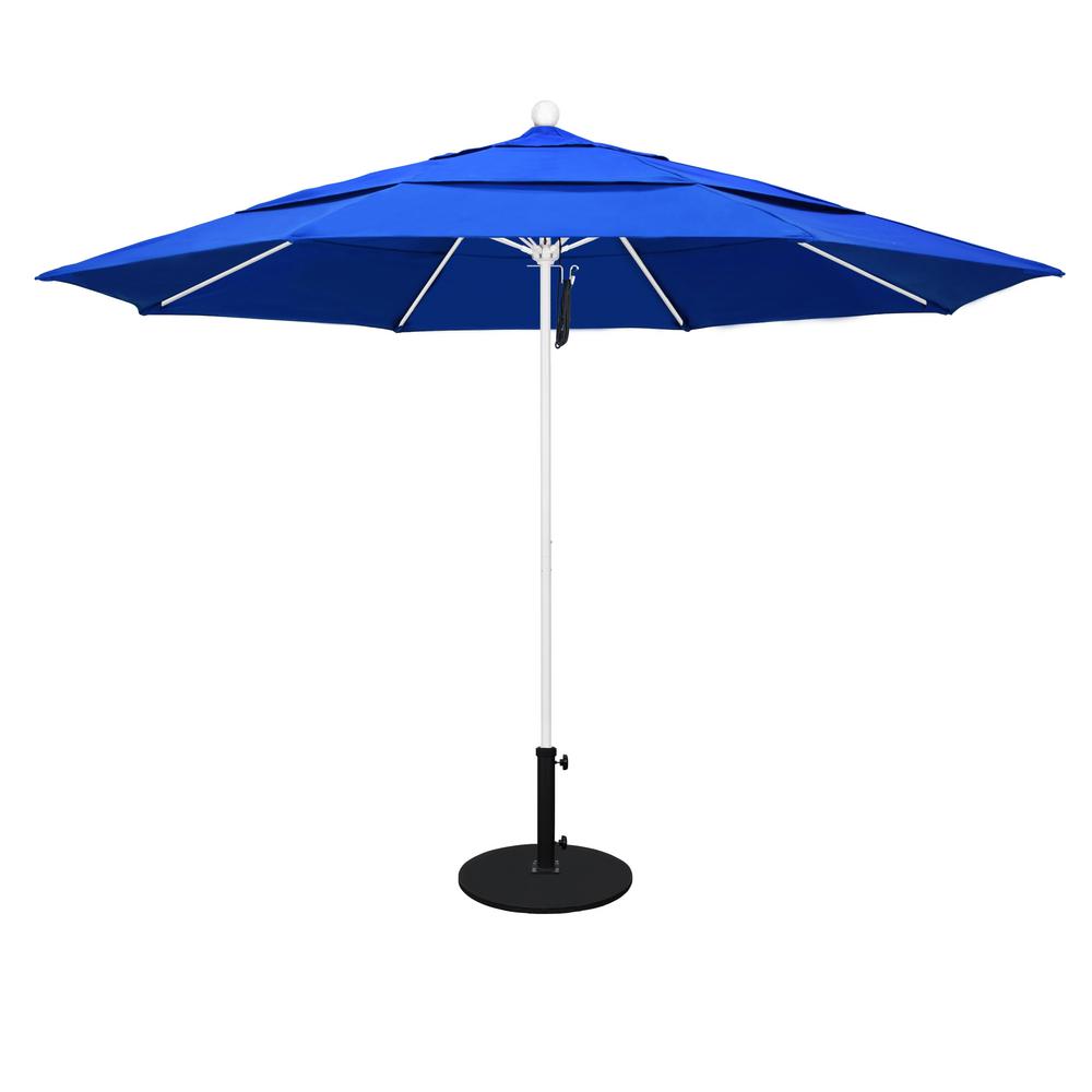 California Umbrella 11 ft. White Aluminum Pole Market Fiberglass Ribs