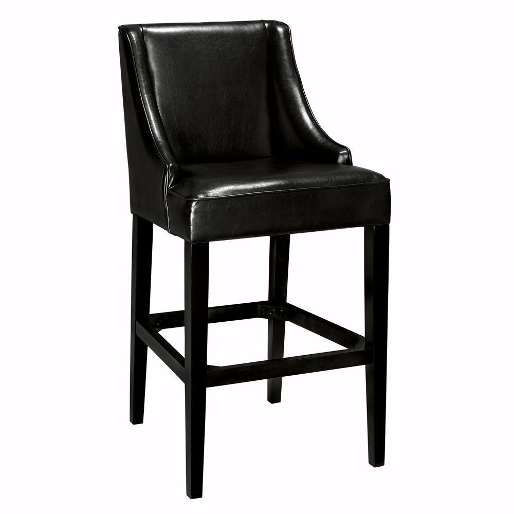 Home Decorators Collection 31 in. Black Cushioned Bar Stool with Back ...