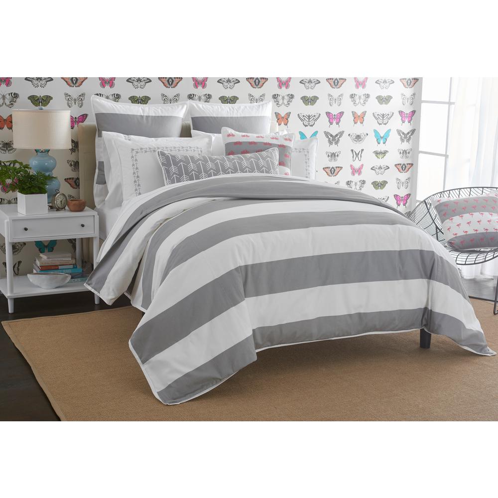Cabana White And Gray Solid King Cotton Duvet Cover 422 The Home