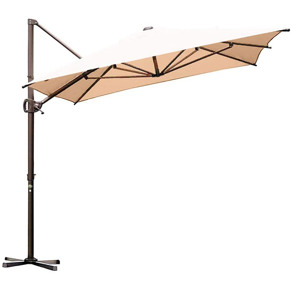 Abba Patio 8 Ft X 12 5 Ft Aluminum Cantilever Patio Umbrella With Cross Base In Beige Hdabbamrc8126be The Home Depot