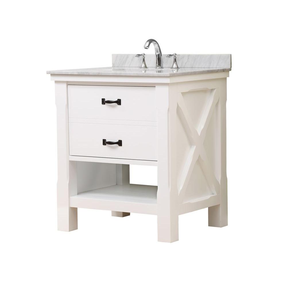 Direct vanity sink Xtraordinary Spa 32 in. Vanity in White with Marble