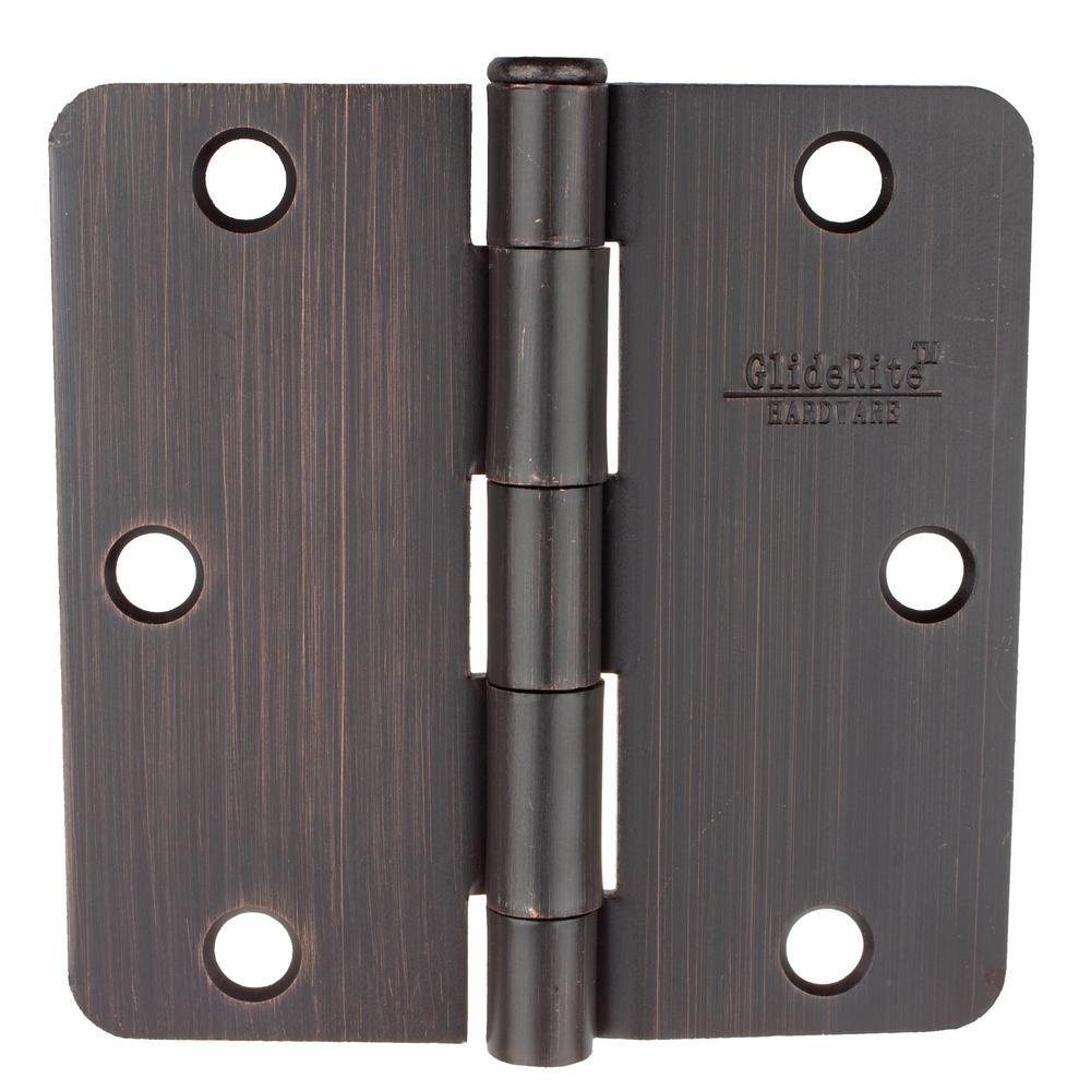 GlideRite 3-1/2 inch Oil Rubbed Bronze Steel Door Hinge 1/4 inch Corner Radius... by GlideRite