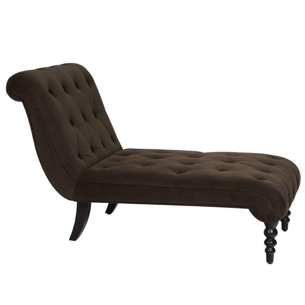 Chocolate Velvet Tufted Chaise Lounge