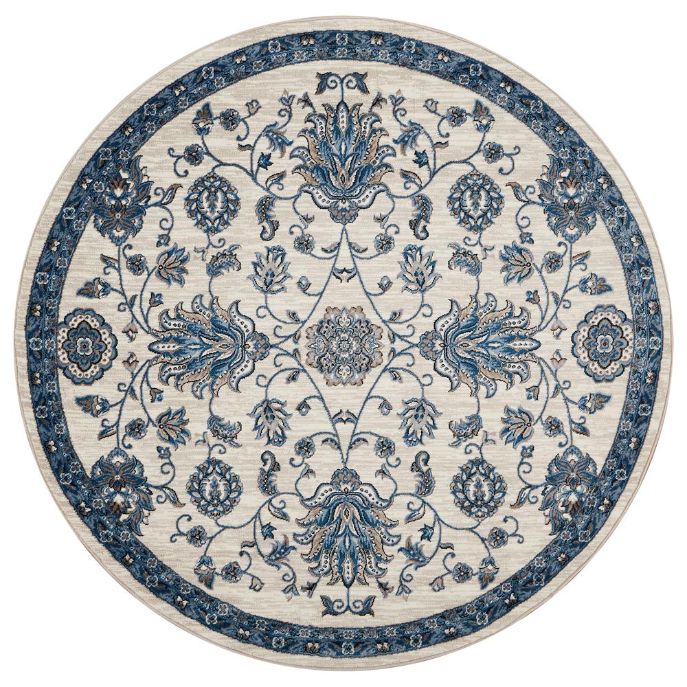 Lr Resources Adana White Blue Round 6 Ft X Plush Indoor Area Rug