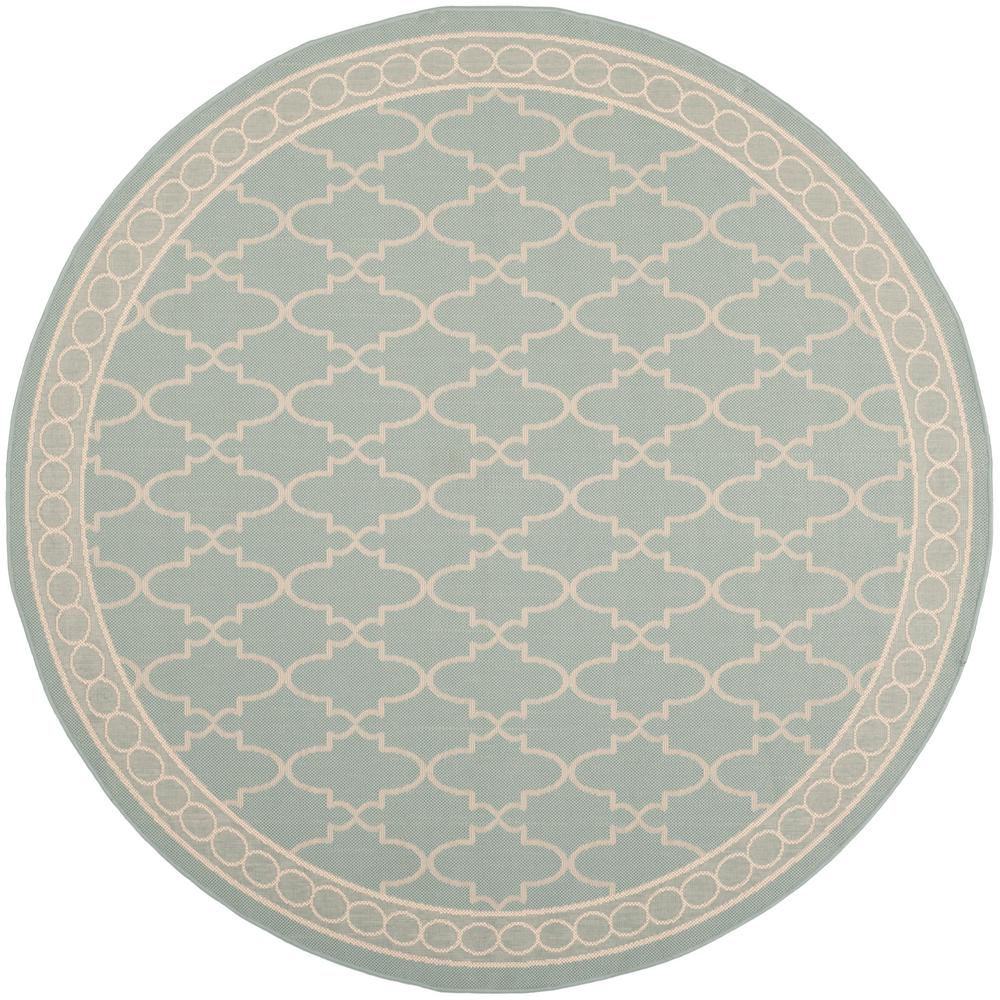 Safavieh Courtyard Aqua/Beige 7 ft. x 7 ft. Indoor/Outdoor Round Area