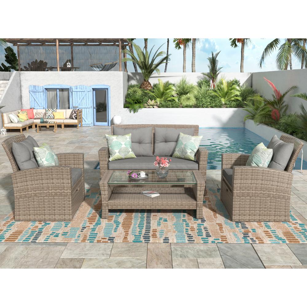 Nestfair Cedar 4 Piece Wicker Patio Conversation Set With Ottoman And Light Gray Cushions Lwy000109eaa The Home Depot - Patio Conversation Sets With Ottomans Nestfair Cedar 4 Piece Wicker Patio Conversation Set With Ottoman And Light Gray Cushions Lwy000109eaa The Home Depot - Patio Conversation Sets With Ottomans