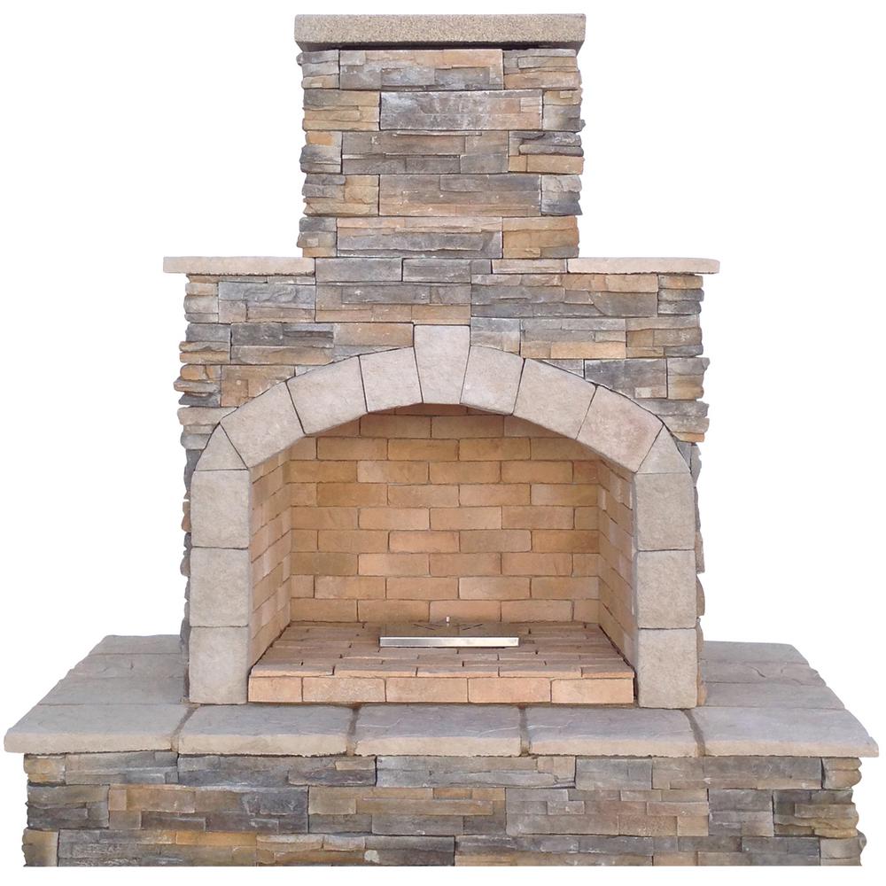 Cal Flame 78 In Brown Cultured Stone Propane Gas Outdoor