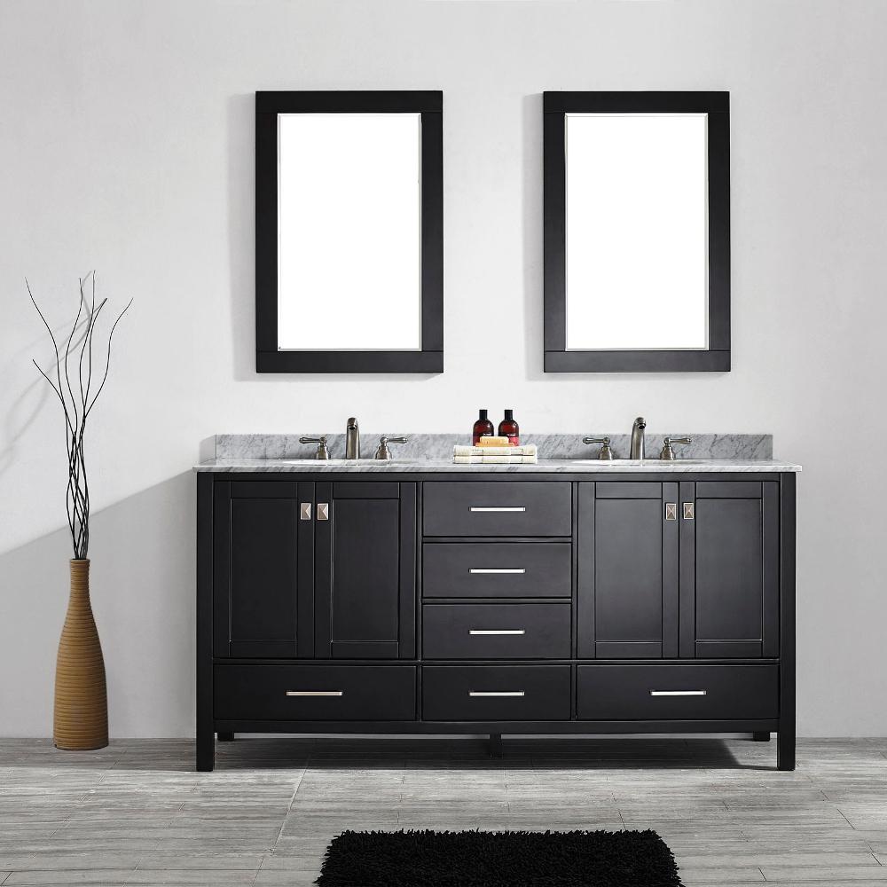 Eviva Aberdeen 83.3 in. W x 22 in. D x 35 in. H Vanity in Espresso with ...