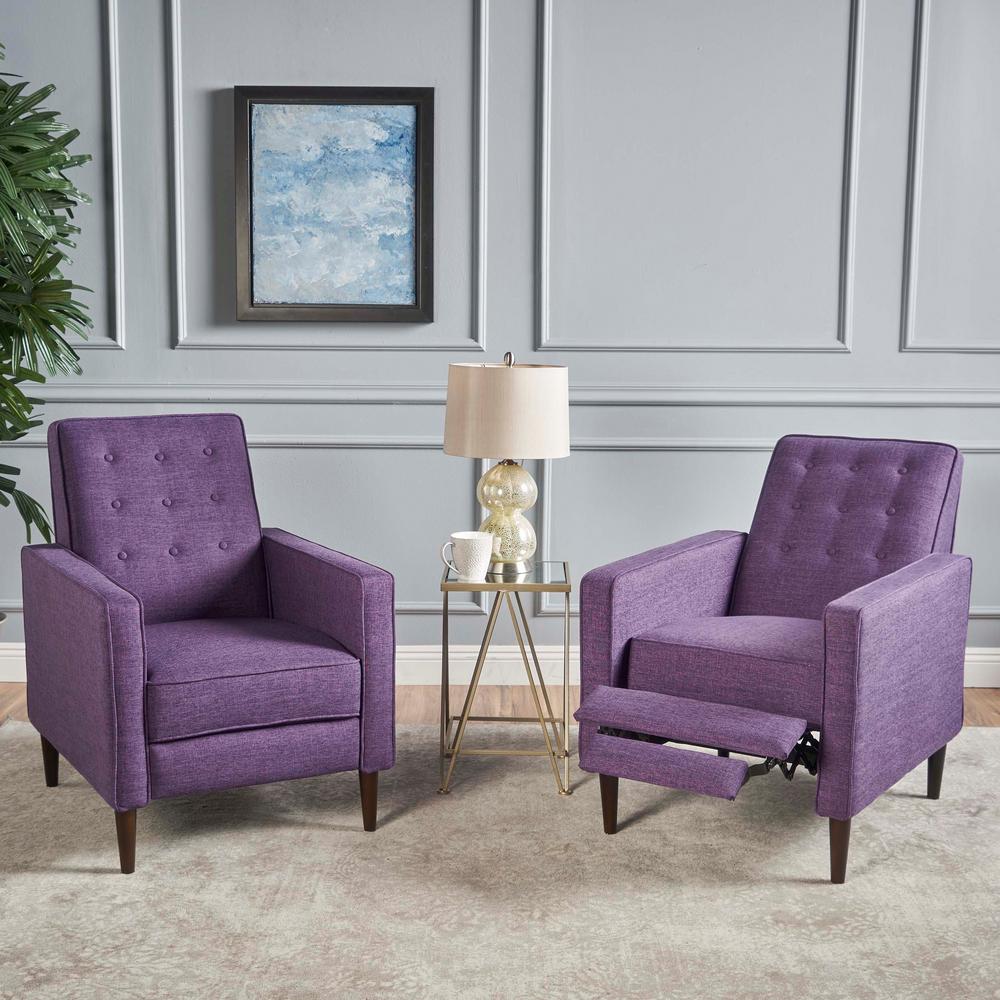 Mervynn Muted Purple and Dark Espresso Upholstered Recliner (Set of 2