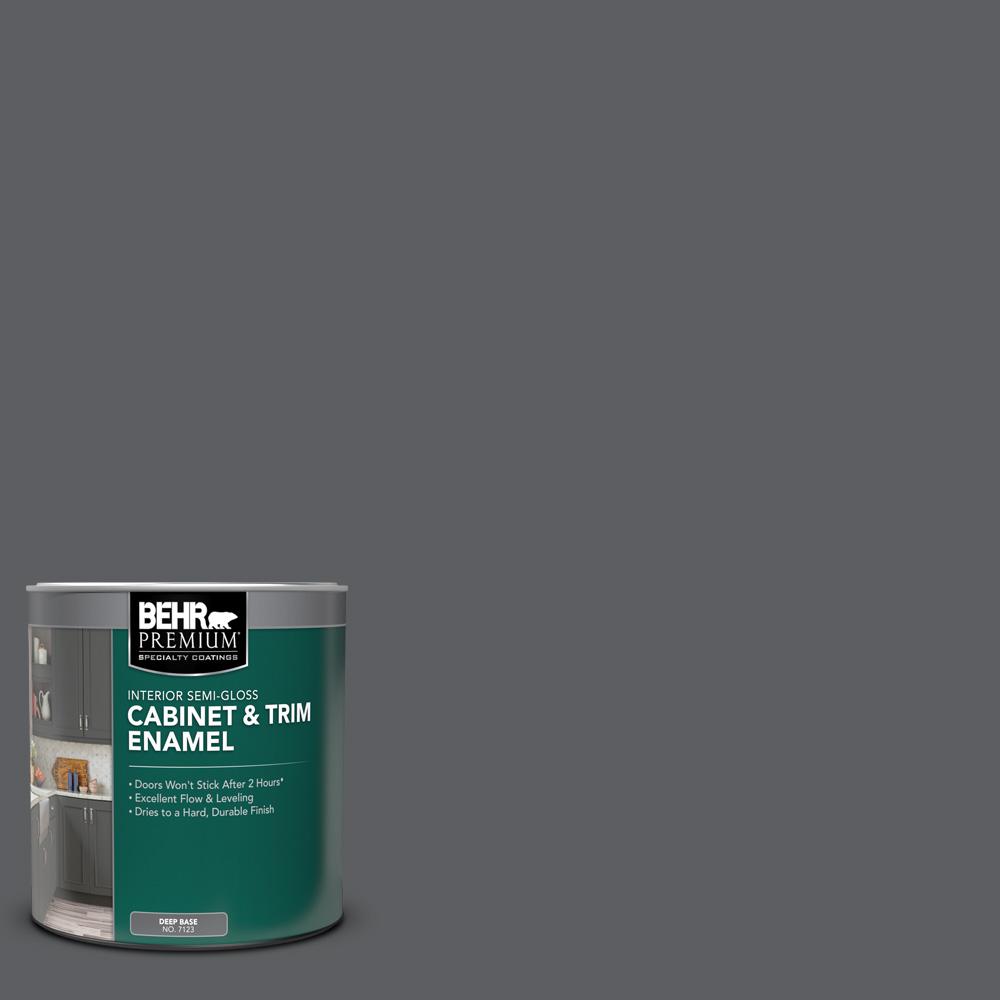 BEHR PREMIUM 1 qt. #N500-6 Graphic Charcoal Semi-Gloss Enamel Interior