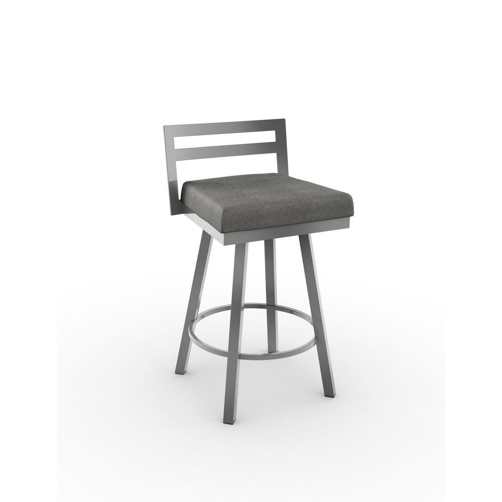 Amisco 26 In Glossy Grey Metal Light Cold Polyester Glossy Grey Metal Light Cold Polyester Counter Stool