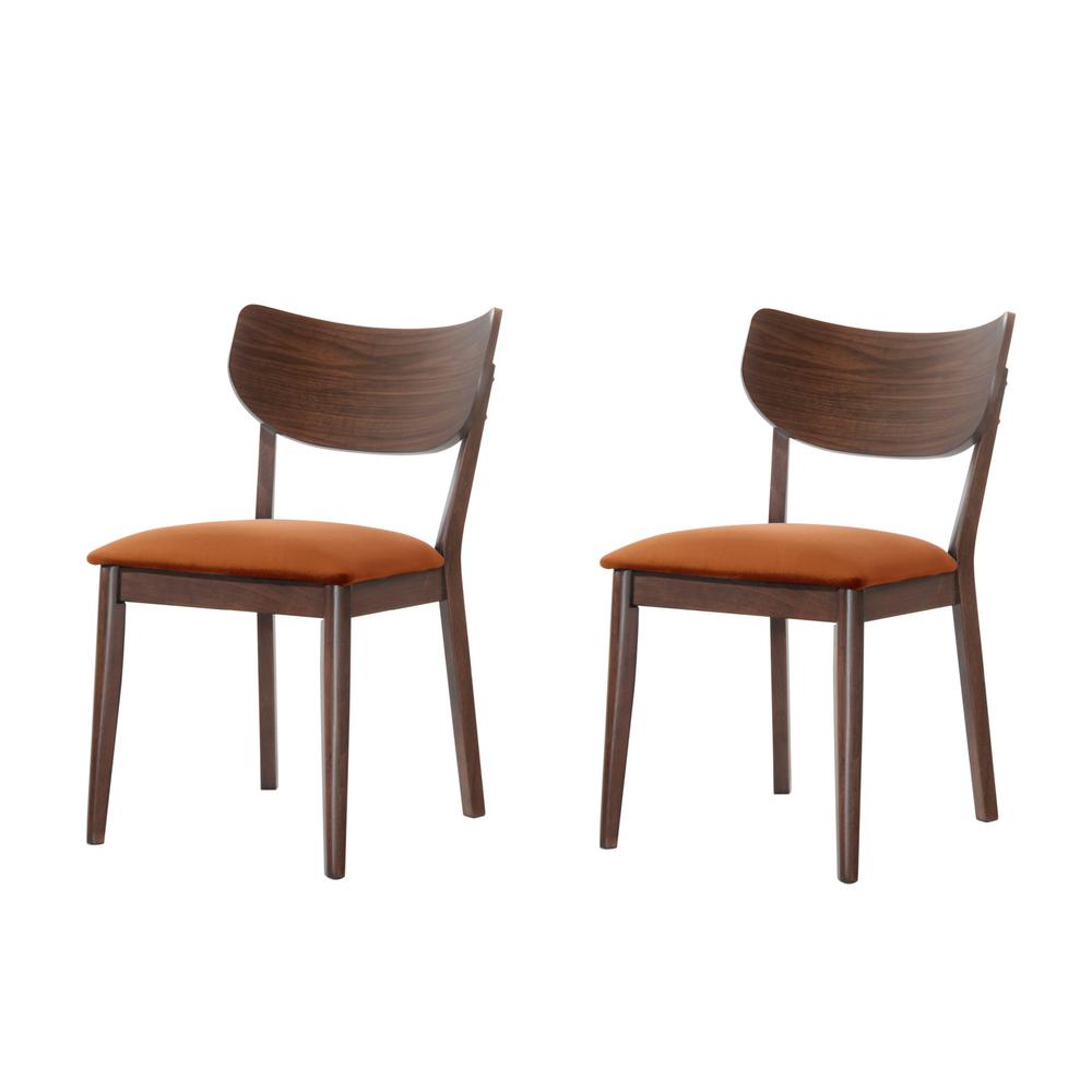 Ladder Back Wood Mid Century Modern Dining Chairs Kitchen Rosie Light Walnut Side Chair Set