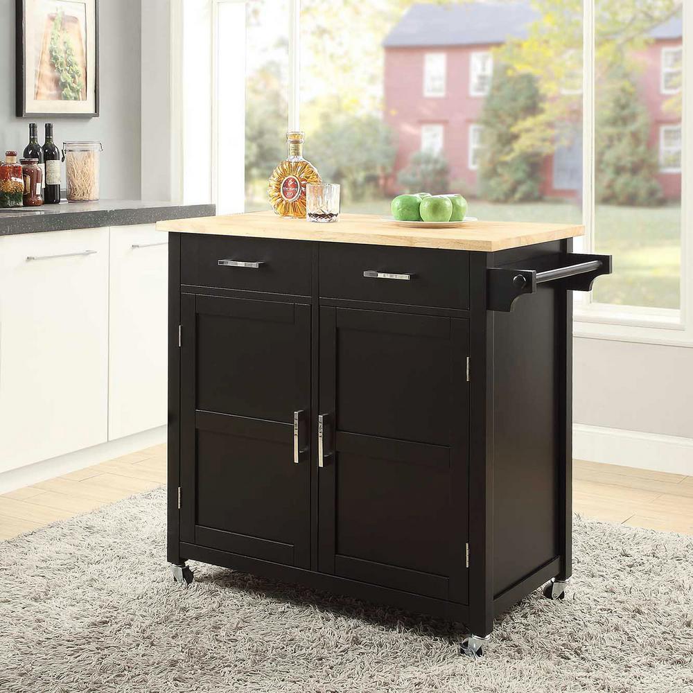 Usl Macie Black Small Kitchen Cart Sk19250a1 Bk The Home Depot Usl Macie Black Small Kitchen Cart