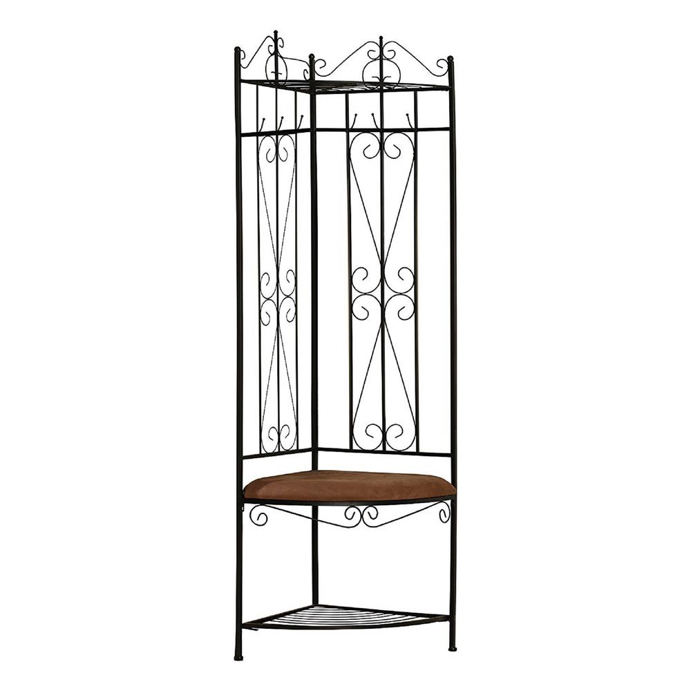 Kings Brand Furniture Black Metal Corner Hall Tree 20m The Home Depot Black Metal Corner Hall Tree
