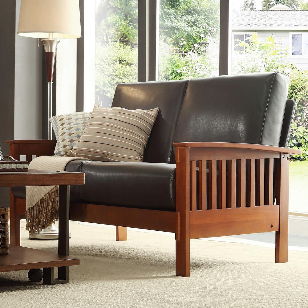 Homesullivan Dark Brown Bicast Leather Loveseat 409912 2bc The Homesullivan Dark Brown Bicast Leather