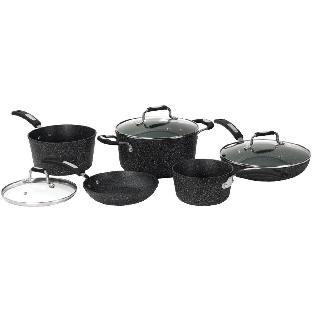 Starfrit Rock 8-Piece Aluminum Cookware Set with Bakelite Handles in Black by Starfrit