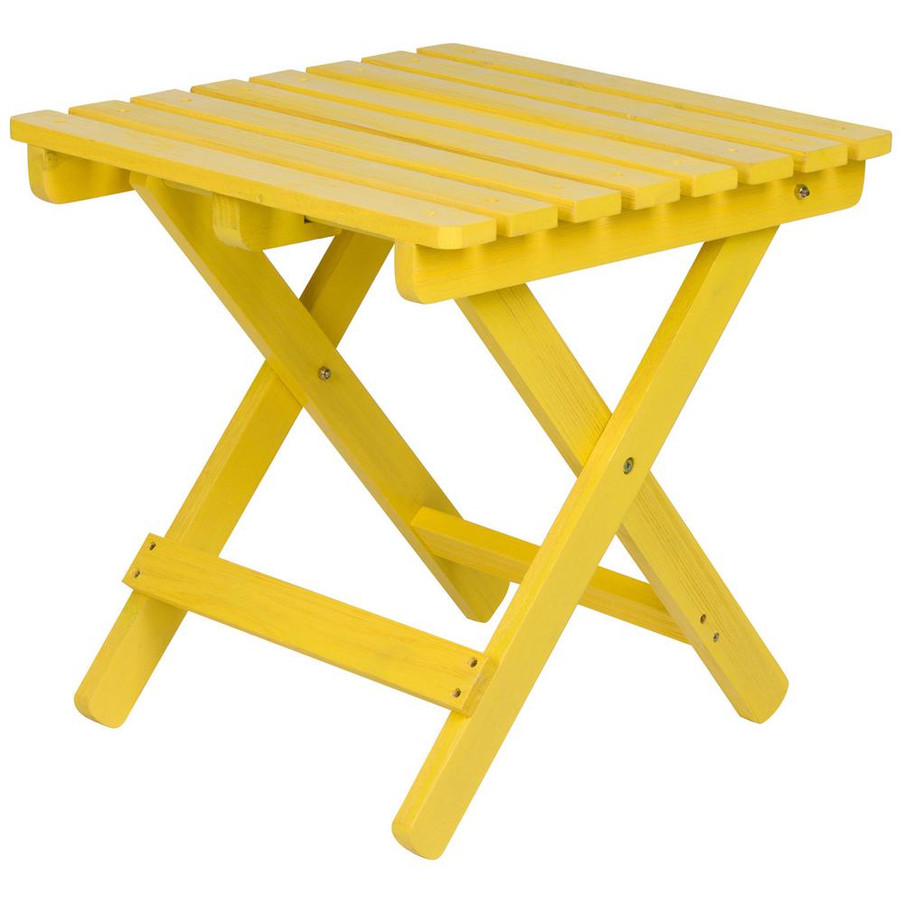 Shine Company 19 In Tall Adirondack Square Wood Folding Side Table Yellow