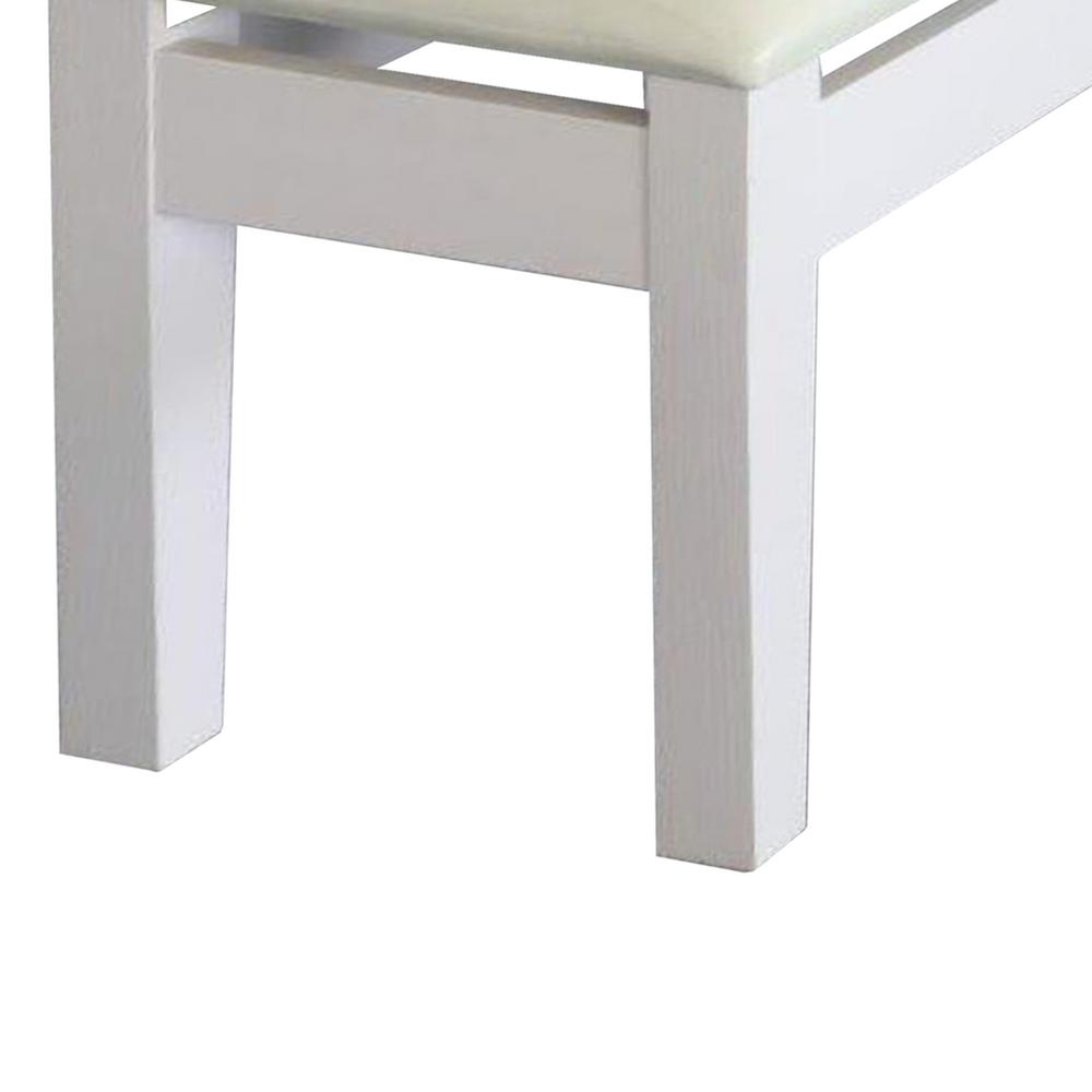 Benjara White Dressing Stool With Padded Upholstery Bm148715 The Dressing Stool With Padded Upholstery