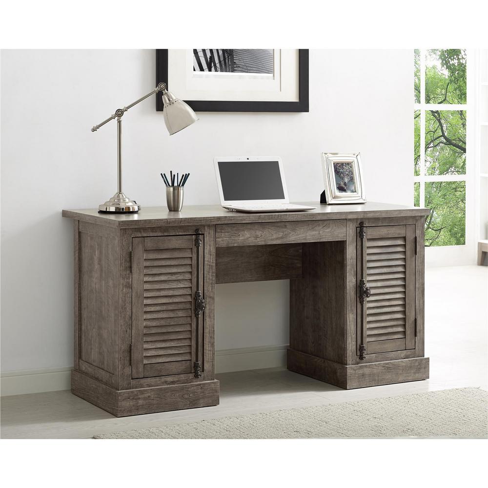 Ameriwood Home Heathrow Rustic Gray Double Pedestal Desk Hd80420