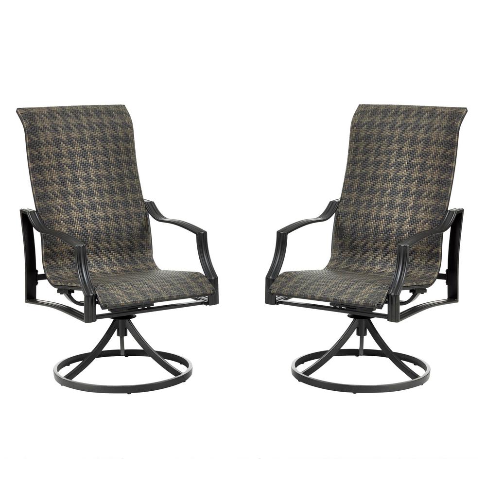 Hampton Bay Statesville Swivel Steel Woven Outdoor Patio Dining Chair 2 Pack Frs60696as The Home Depot