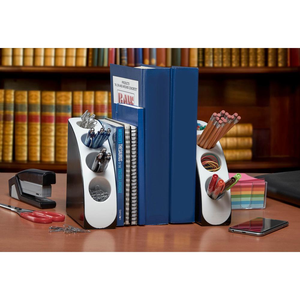 Adiroffice Smart Black And White Quarter Bookend Desk Organizer