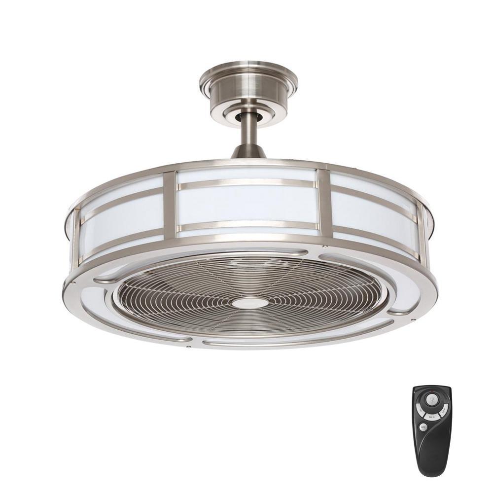 Home Decorators Collection Brette Ii 23 In Led Indoor Outdoor Brushed Nickel Ceiling Fan With Light And Remote Control Am382b Bn The Home Depot