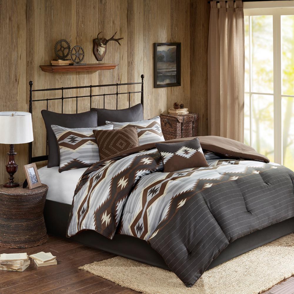 Woolrich Bitter 8 Piece Grey Brown Queen Comforter Set Wr10 2179