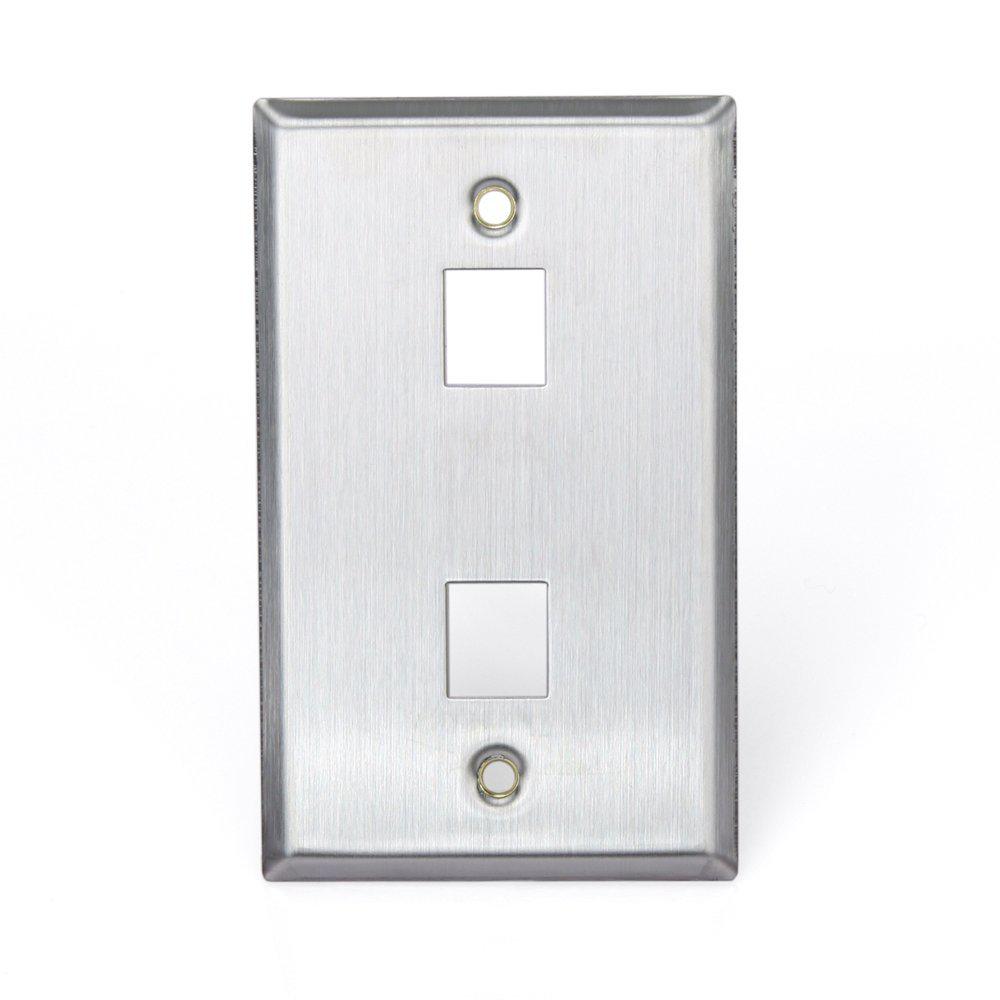 Leviton 1 Gang Quickport Standard Size 2 Port Wallplate Stainless Steel 43080 1s2 The Home Depot 3639