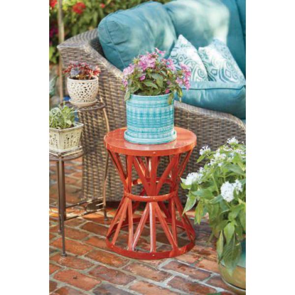 Hampton Bay 18 9 In Chili Red Round Metal Outdoor Patio Garden