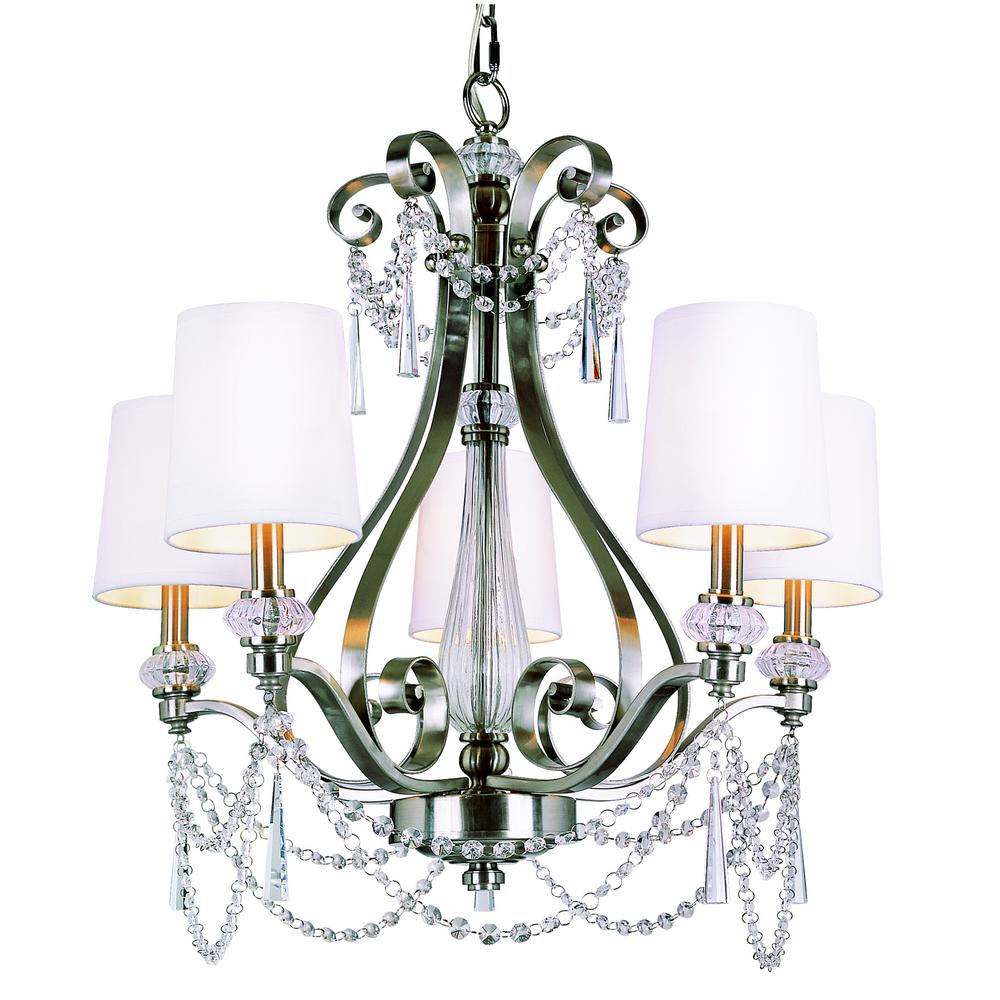Bel Air Lighting Stewart 5 Light White And Tapered Crystal Bel Air Lighting Stewart 5 Light White And Tapered Crystal Incandescent Ceiling Chandelier