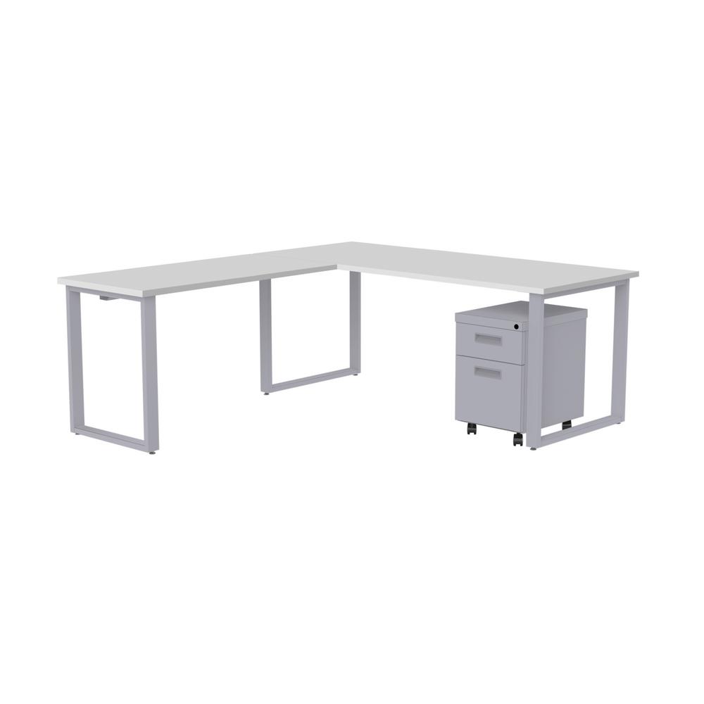 Marvel Aire 72 In Wide White Laminate And Silver Desk Marvel Aire 72 In Wide White Laminate