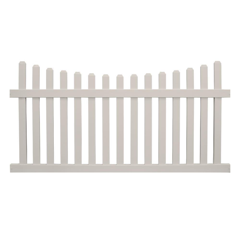 Weatherables Ellington 5 Ft H X 8 Ft W Tan Vinyl Picket Fence Panel Kit Ptpi 3sc 5x8 The Home Depot