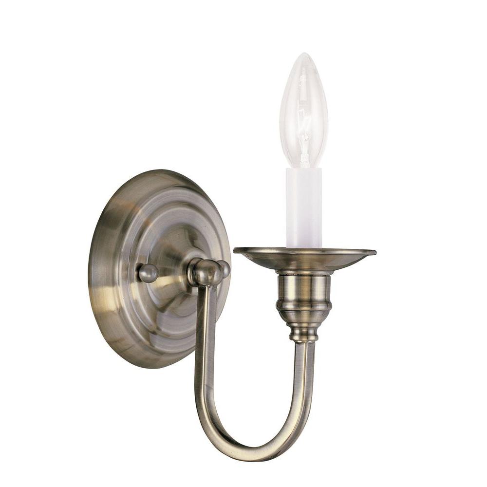 Livex Lighting Providence 1Light Antique Brass Incandescent Wall Sconce514101 The Home Depot
