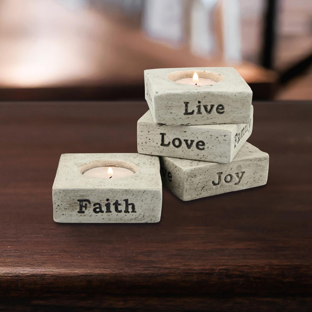 Stonebriar Collection Natural Cement Tealight Candle Holders (Set of 4