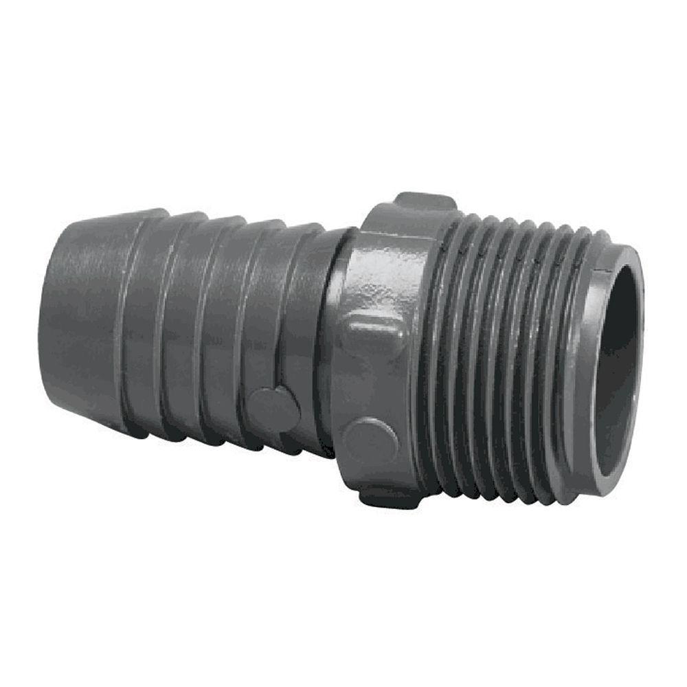 Aluminum Barb 3/8" Male Barb to 3/4" Pump Adapter with O-Ring Plastic Body 
