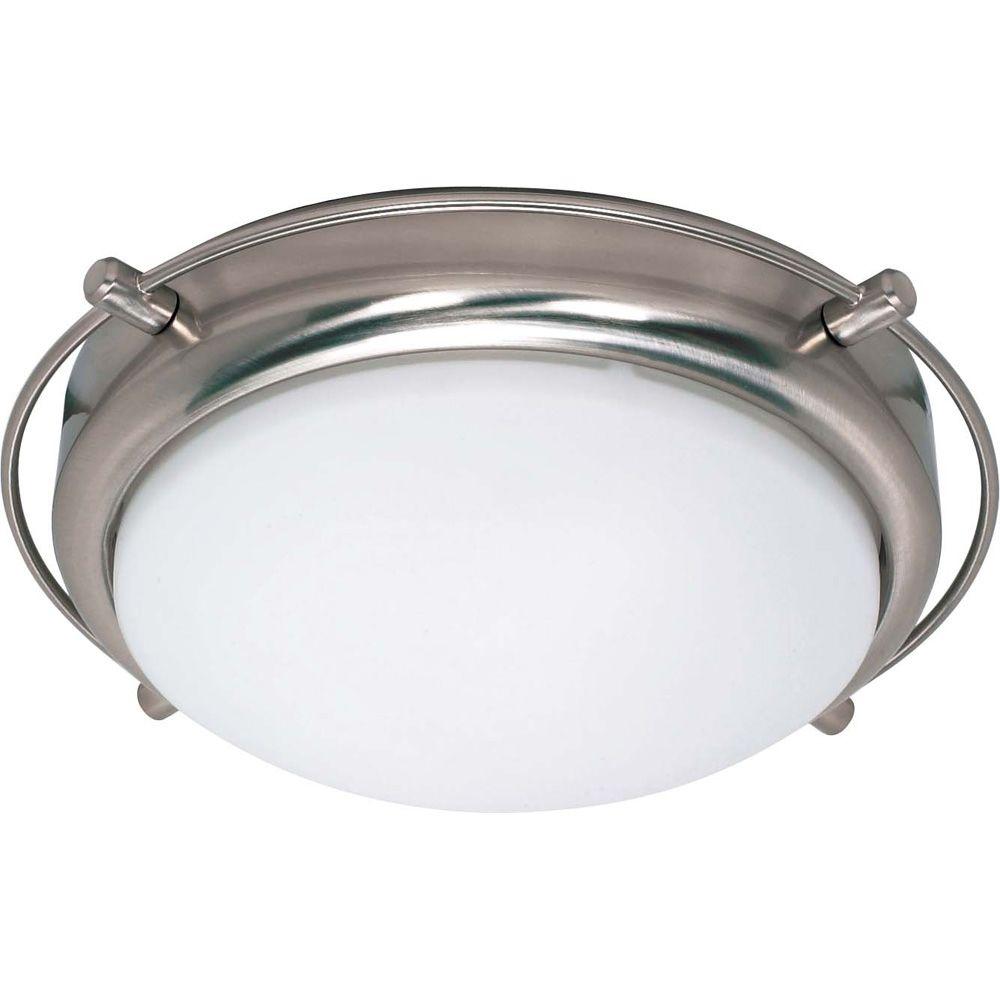 Reviews For Glomar Nestra 2 Light Brushed Nickel Flush Mount With Satin Frosted Glass Hd 608 The Home Depot