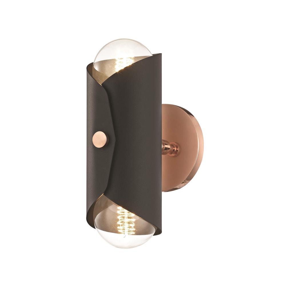 Mitzi By Hudson Valley Lighting Immo 2 Light Polished Copper Wall Mitzi By Hudson Valley Lighting Immo 2 Light Polished Copper Wall Sconce With Black Shade