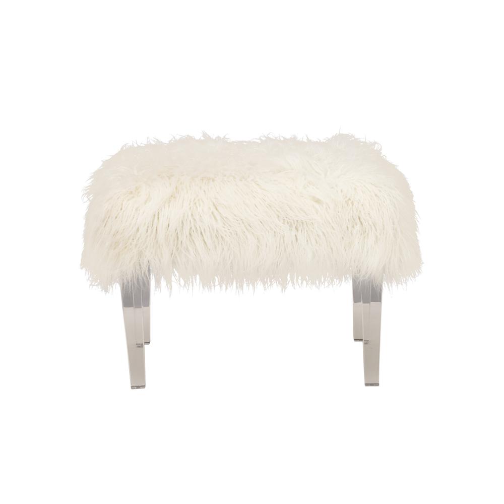 18 In H X 25 W White Faux Fur Stool 18 In H X 25 W White Faux Fur Stool