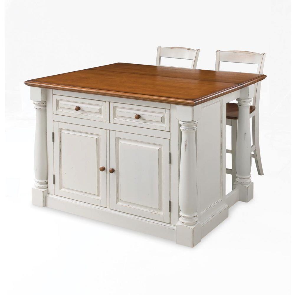 Homestyles Monarch White Kitchen Island With Seating 5020 948