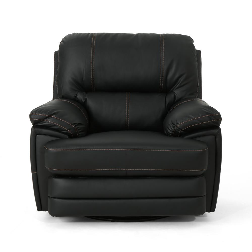 Noble House Elodie Black Leather Swivel Power Recliner-42126 - The Home