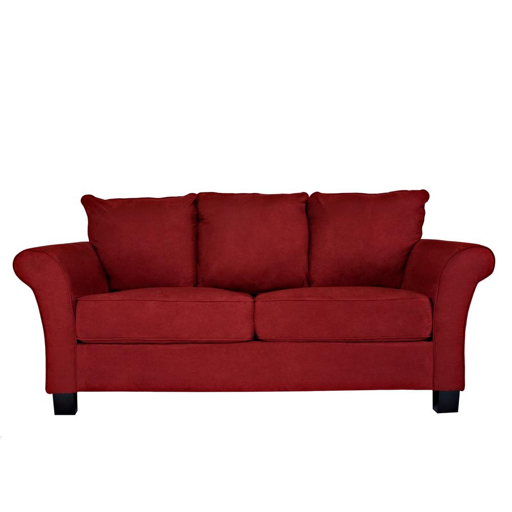 Handy Living Milan Sofa In Red Microfiber Rkf2 Sx Aaa47 The Home Depot Handy Living Milan Sofa In Red Microfiber