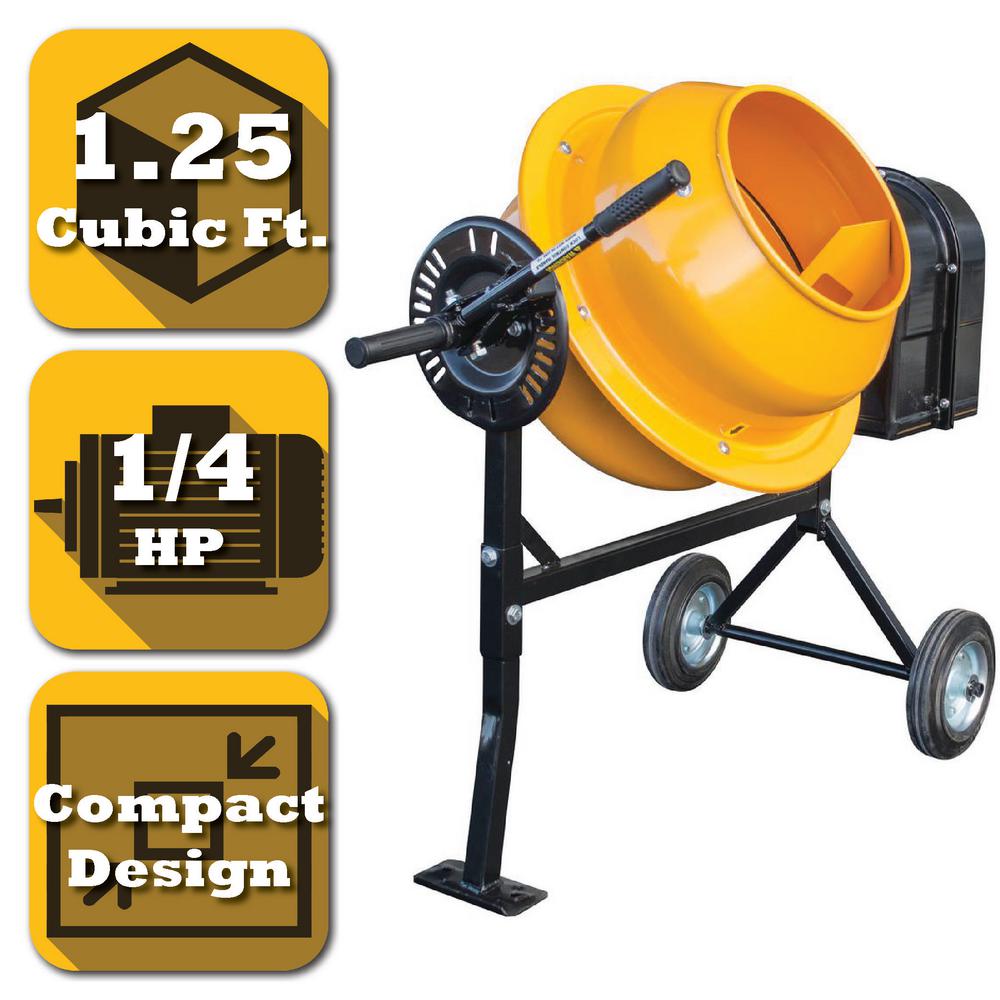 1.25 cu. ft. 1/4 HP Electric Cement and Concrete Mixer w/ Wheels By PRO