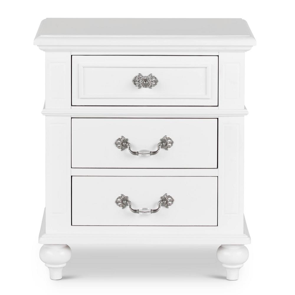 Annie 3 Drawer Nightstand In White An700ns The Home Depot