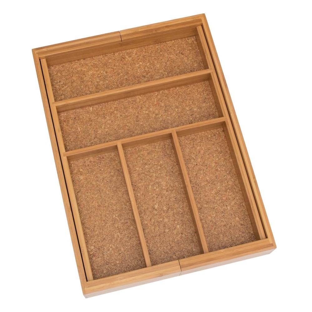 Lipper International Drawer Organizers Kitchen Storage Bamboo Expandable Flatware Organizer