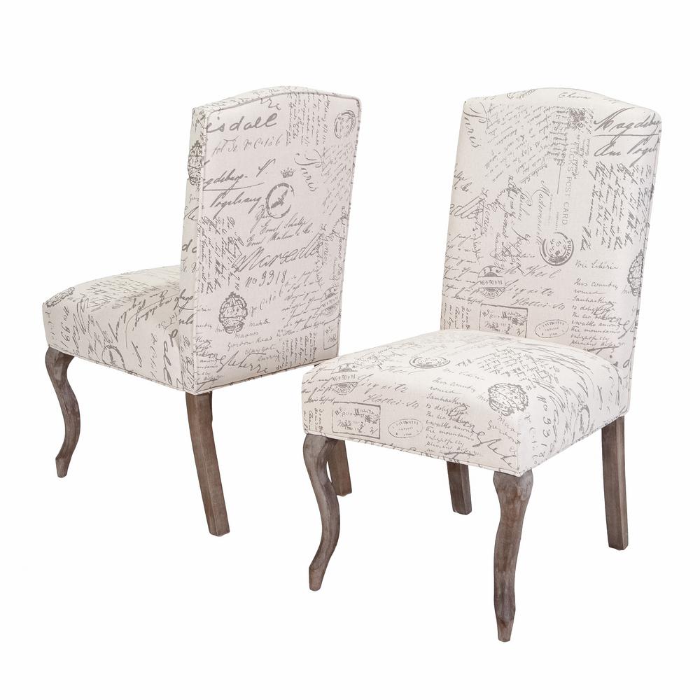 Le House Lynwood Beige Fabric French Script Dining Chairs Set Of Le House Lynwood Beige Fabric French Script Dining Chairs Set Of 2