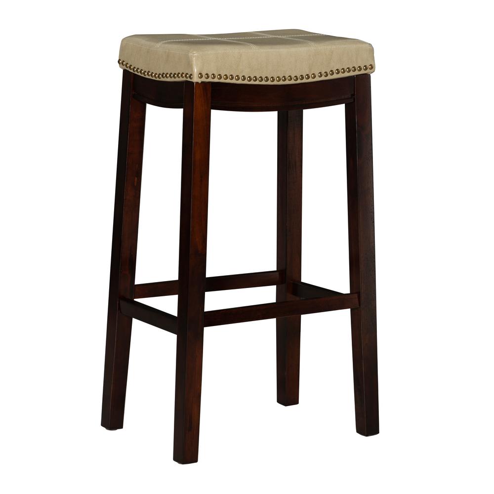 Linon Home Decor Claridge 32 In Beige Cushioned Bar Stool 55816jute01u The Home Depot