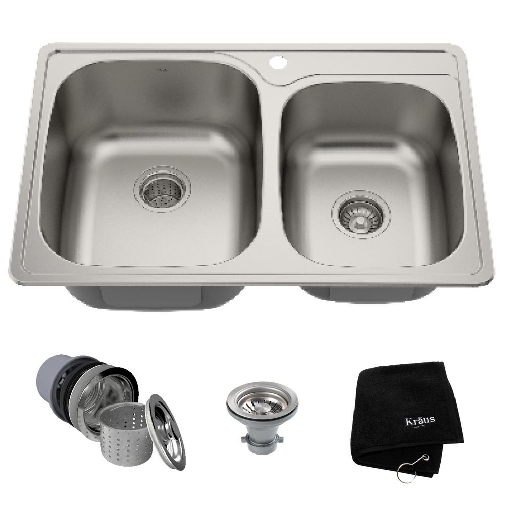 Kraus Drop In Stainless Steel 33 1 Hole 60 40 Double Bowl Kitchen Sink Kit Ktm32 The Home Depot - Drop In Farm Sink Home Depot Kraus Drop In Stainless Steel 33 1 Hole 60 40 Double Bowl Kitchen Sink Kit Ktm32 The Home Depot - Drop In Farm Sink Home Depot
