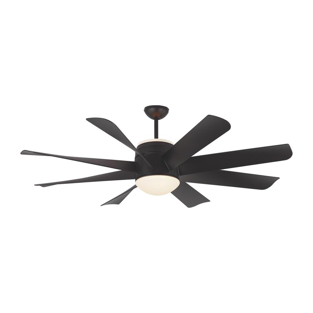 Monte Carlo Turbine 56 In Integrated Led Indoor Outdoor Matte Black Ceiling Fan With Light Kit And Remote Control