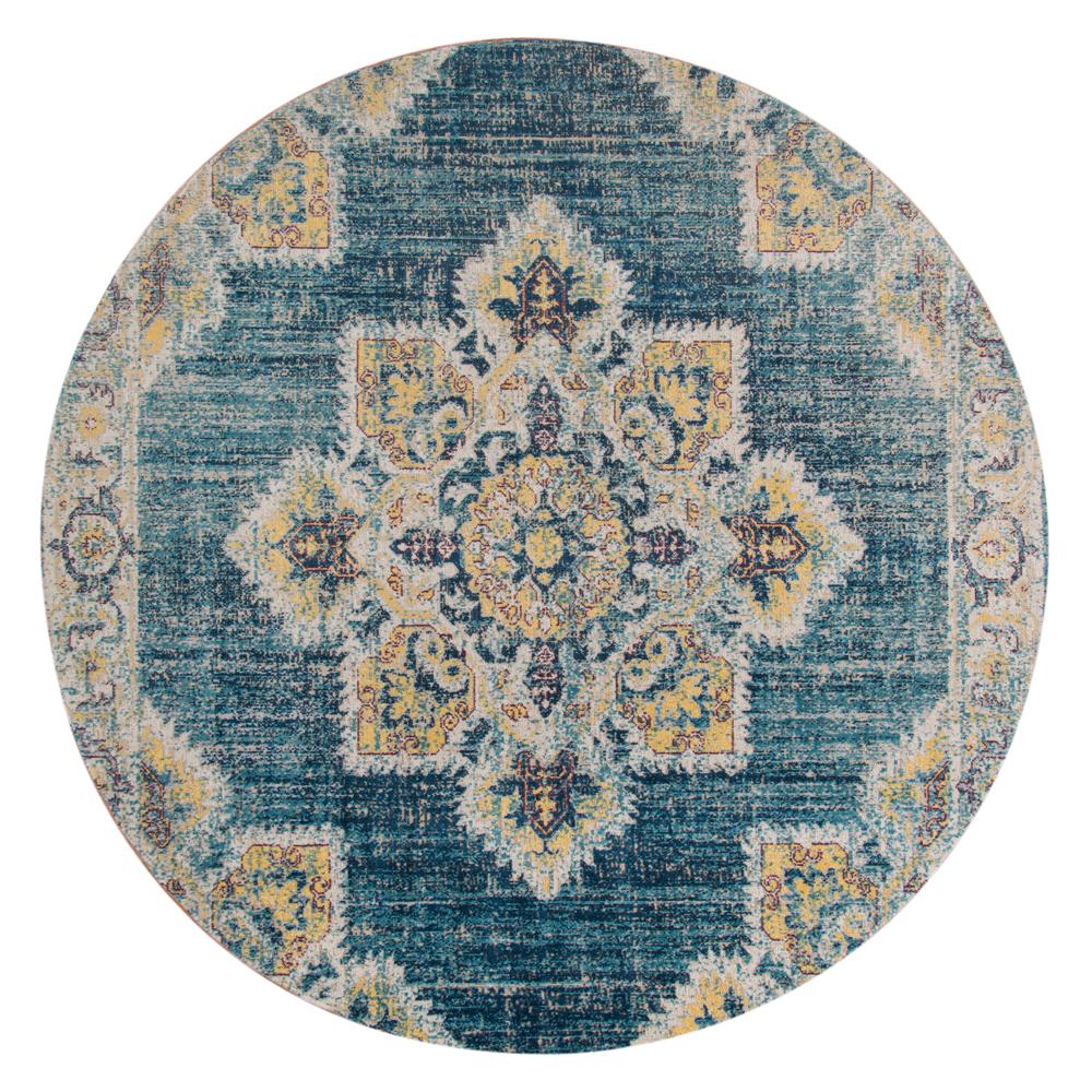 Amer Rugs East Ellington Teal Medallion 6 ft. 7 in. x 6 ft. 7 in. Round Area RugETE226767AR