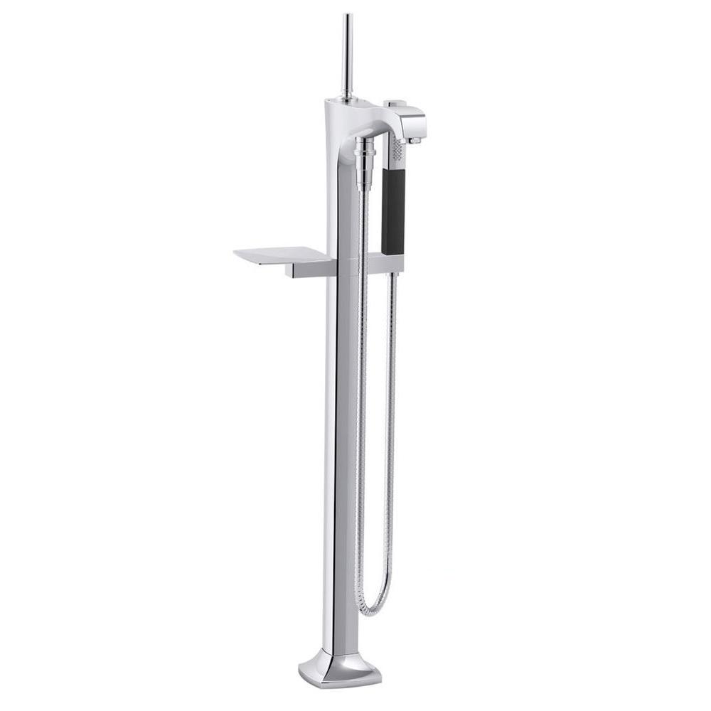 KOHLER Margaux 1Handle Floor Mount Bath Filler with Hand Shower in Polished ChromeKT973314 